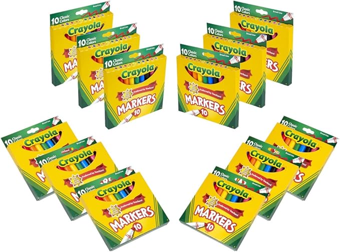 Crayola Broad Line Markers (12pks), Bulk Markers for School, Coloring Markers for Kids, Must Have Classroom Supplies for Teachers