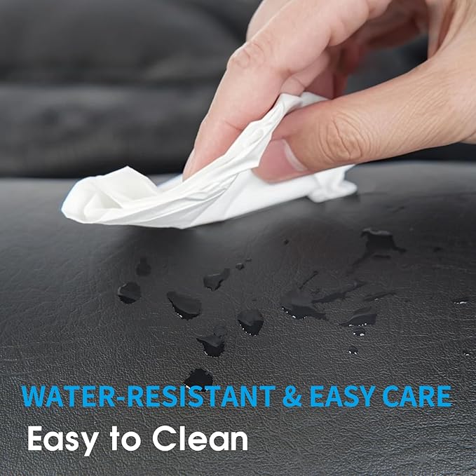 YOUFI Leather Recliner Headrest Pillow with Self-Stabilizing Weighted Base, Adjustable Filling for Head & Neck Support, Soft Neck Pillow for Recliner, Couch, Sofa, Chairs (Black)