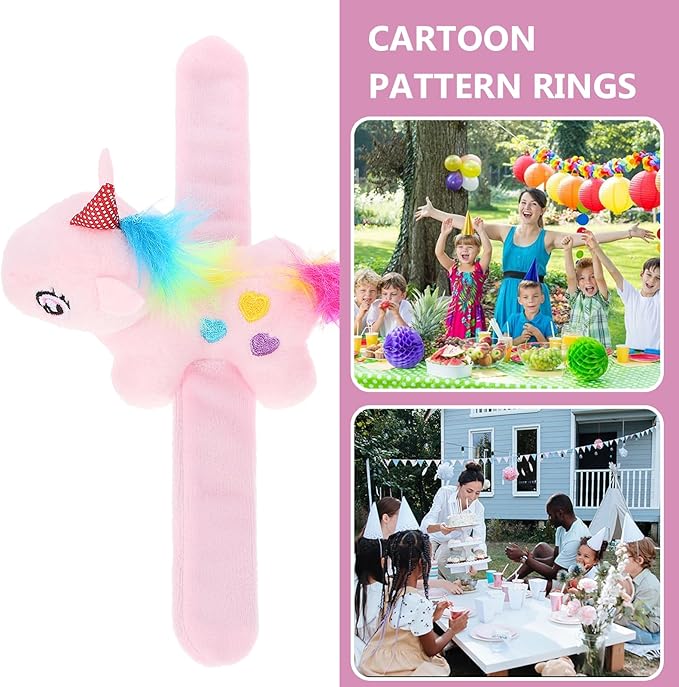 ibasenice Animal Slap Bracelet Party Pack - 6 Colorful Plush Unicorn Slap Wrist Bands for Kids, Perfect for Birthdays, Favors, and Holiday Celebrations