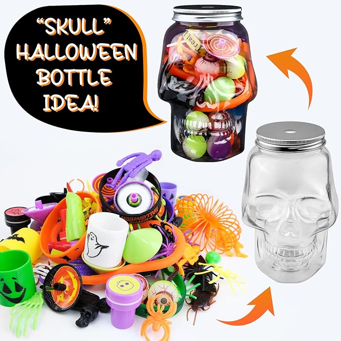 200Pcs Halloween Party Favors, Bulk Halloween Toys for Halloween Treats Non Candy Classroom Prizes Goodie Bag Stuffers Pinata Filler, Halloween Gifts for Kids Prizes Party Supplies,Treasure Box Toys