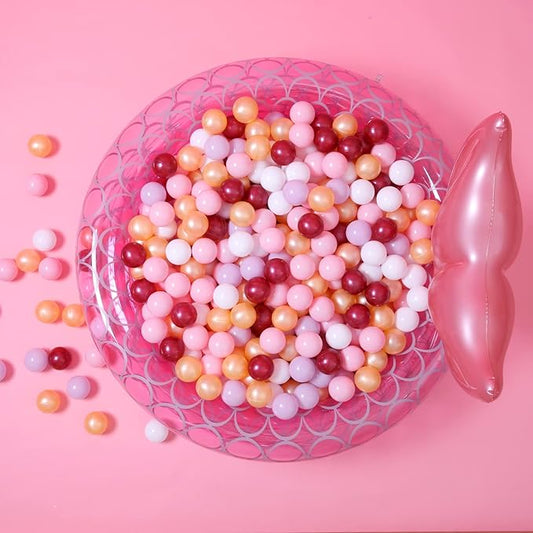 GOGOSO Pink Balls for Ball Pit - Pack of 100 Ball Pits Ball Pink, BPA Free Plastic Ball Toys Crush Proof Ocean Balls Phthalate Free for Girls Toddlers Indoor Outdoor - Pearl Pink Colors