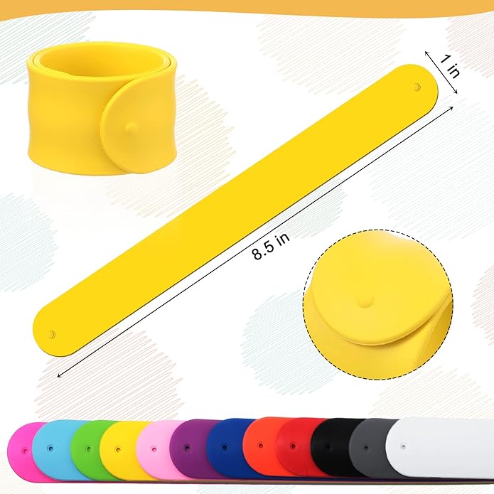 CHENGU 36 Pieces Silicone Slap Bracelets Multicolor Slap Wrist Soft and Safe Slap Bands Wrap Slap Wristband for School Party Favors DIY Painting Wristband Craft Project, 8.46 x 1 Inch