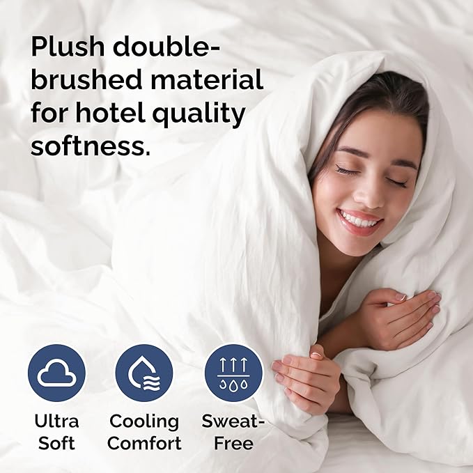 Duvet Cover Queen Size Set - Extra Soft Queen Size Duvet Cover 90 x 90 with 2 Pillow Shams - Hotel Luxury Easy Care & Fade Free w/Zipper Closures & Ties - Comfy Breathable Bedding Set (Antique White)