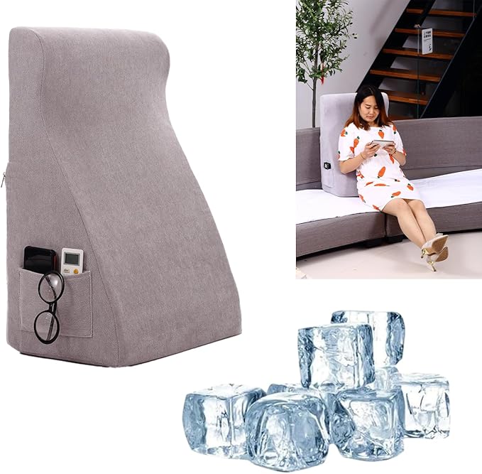 Bed Reading Pillow - Sofa Bed Wedge Pillow - Post-Op Recovery Backrest Pillow - Working Lumbar Support Reading Pillow with Removable Pillowcase Light Grey 27x20x12in