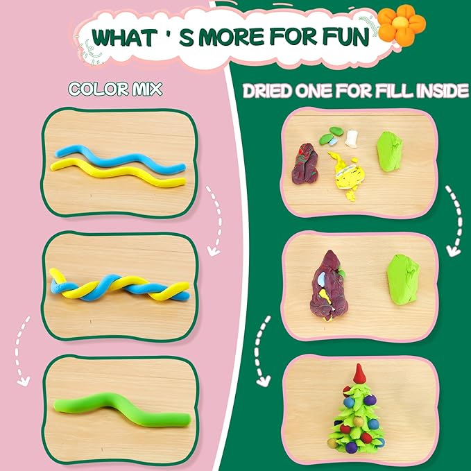 Chico Land Clay Kit - 24 Colors Air Dry Clay, Gift for Boys & Girls Age 4+ Year Old, DIY Model Modeling Clay kit for Kids, with Sculpting Tools, Storage Bags, Kids Art Crafts