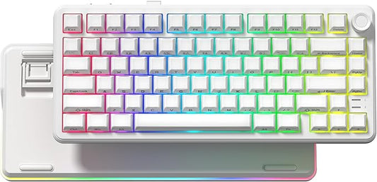 L75 Wireless Mechanical Keyboard with Knob, 75% Hot Swappable Custom Gaming Keyboard Gasket Structure with RGB Backlit, Pre-lubed Switches, Crystal Jelly PBT Keycaps, 2.4GHz/USB-C/BT5.0 Mode
