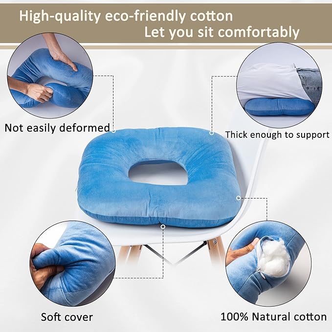Donut Pillow for Tailbone Pain Relief, Wheelchair Cushion for Hemorrhoids and Bed Sores, Pregnancy, Donut Pillow Suitable for Office, Long Travel, Car and Home Sofa