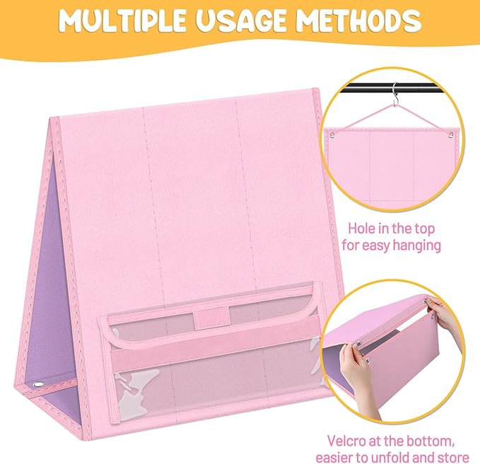 Foldable Felt Board for Toddlers Double Sided Felt Story Board Flannel Board Stories for Preschool Early Learning Interactive Storytelling Interactive Play Wall Hanging Gift for Toddlers Kid(Pink)