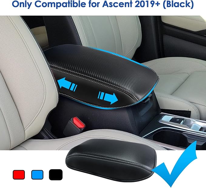 Coleya 2019-2025 2026 Ascent Center Console Cover for Subaru Ascent (Premium/Onyx Edition/Limited/Bronze Edition/Touring), Waterproof&Anti-Scratch Leather Armrest Cover 2025 Ascent Accessories (Black)