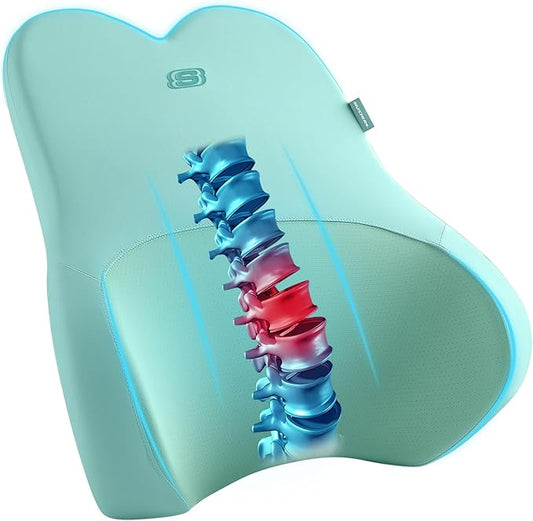 Skechers Air-Cooled & Memory Foam Lumbar Pillow,Lumbar Support Pillow for Office,Chair Lower Back Pain Relief Lumbar Pillow,Ergonomic Design Back Support Pillow for Office Chair,Car,Home,Travel,Green