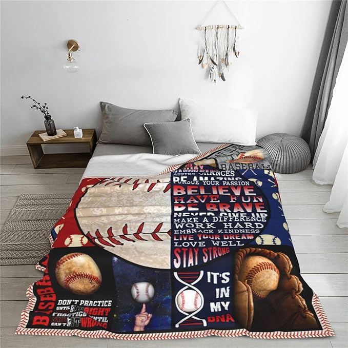 Baseball Blanket Baseball Throws Blanket Sports Lover Gifts Throw Blankets Baseball Decor Soft Cozy Fleece Plush Warm Flannel Bedding Blanket for Men Boys Kids Adults Couch Bed 40"X50"