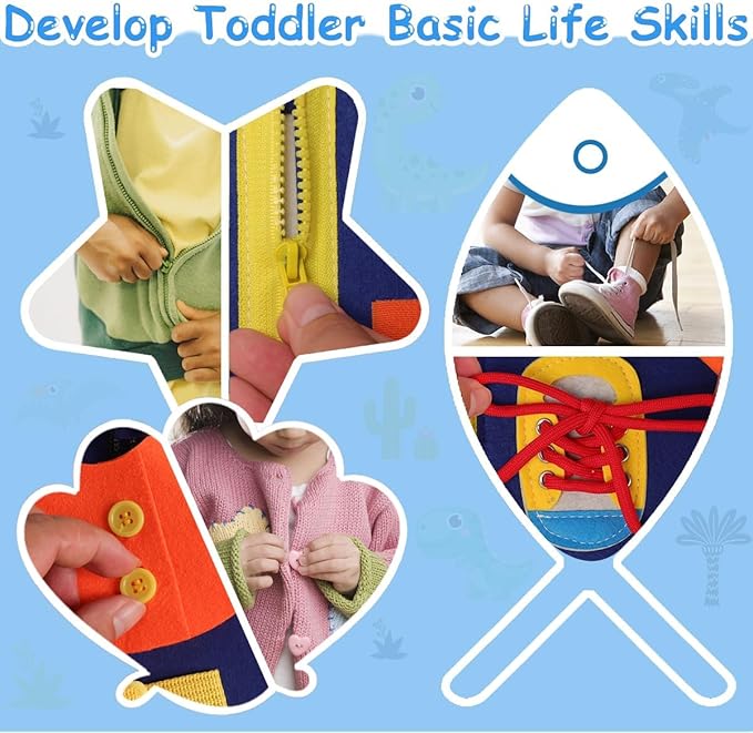 8 in 1 Busy Board for Toddlers 1 2 3 4 Busy Book Toddlers 1-3, Airplane Travel Essential Toys Games Road Trip Activities Book, Puzzles Game, Montessori Fine motor Skills Autism Toys(Dinosaur)