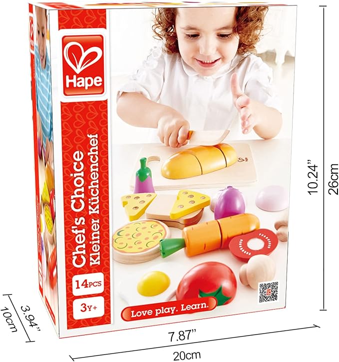 Hape Chef’s Choice Wooden Play Food Basics Set | Wooden Pretend Play Food Set for Kids, Basic Play Velcro Cooking Ingredients and Accessories Set