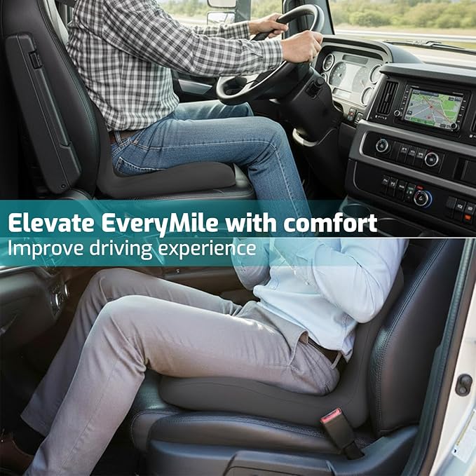 Memory Foam Seat Cushion,Office Chair Cushion with Lumbar Support for Back Pressure Relief,Sciatica,Car Seat Cushion with Adjustable Strap,Hip Pad Cushions for Car,Truck,Desk,(D-Dark Grey)