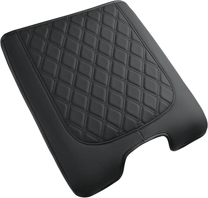 GIANT PANDA Custom Fit Console Cover for 2013-2018 Ram 1500 & 2013-2024 Ram 2500/3500/1500 Classic Model Jump Seat Console - Waterproof Faux Leather Armrest Center Cover - Full Protection - Black