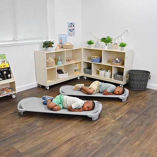 Children’s Factory SpaceLine Nap Cots, Kids Daycare and Preschool Sleeping Cot, Standard Size, Gray