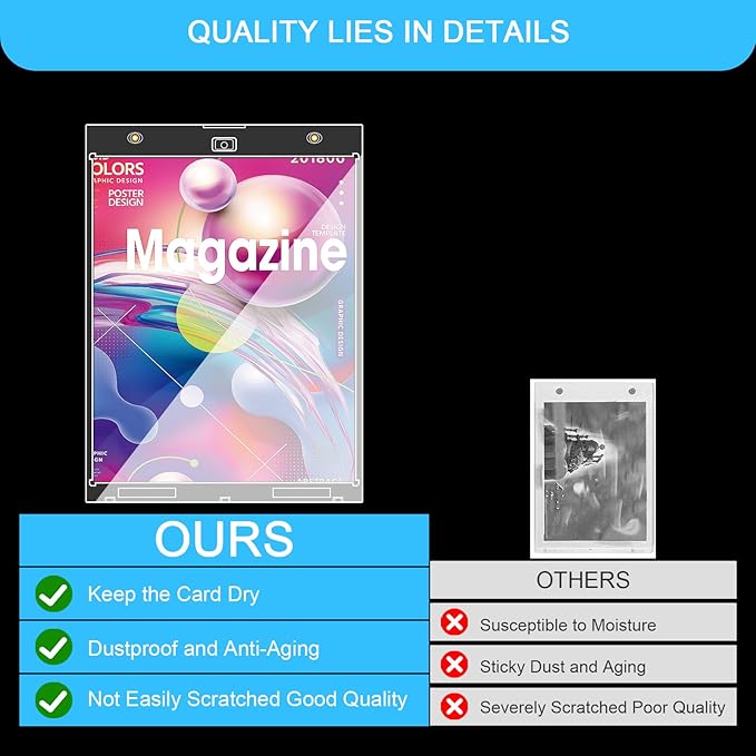 2-Pack Magazine Book Magnetic Holder - One Touch Magazine Magnetic Frame, Magazine Book Display Holders, UV Protection Comic Book Display Case, Premium Wall Mountable Magazine Book Protective Holder