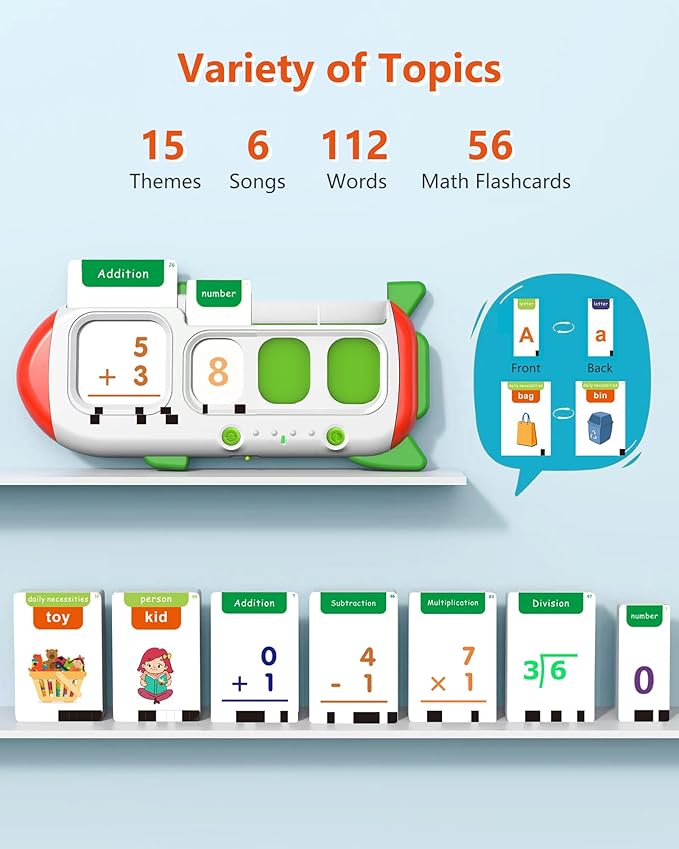 Talking Phonics Flash Cards -Preschool Learning Activities for Toddlers 3-8,Mastering Numbers, Letter Sound, Improving Reading Skills by Blending and Segmenting Words, Ideal Gifts for Kids