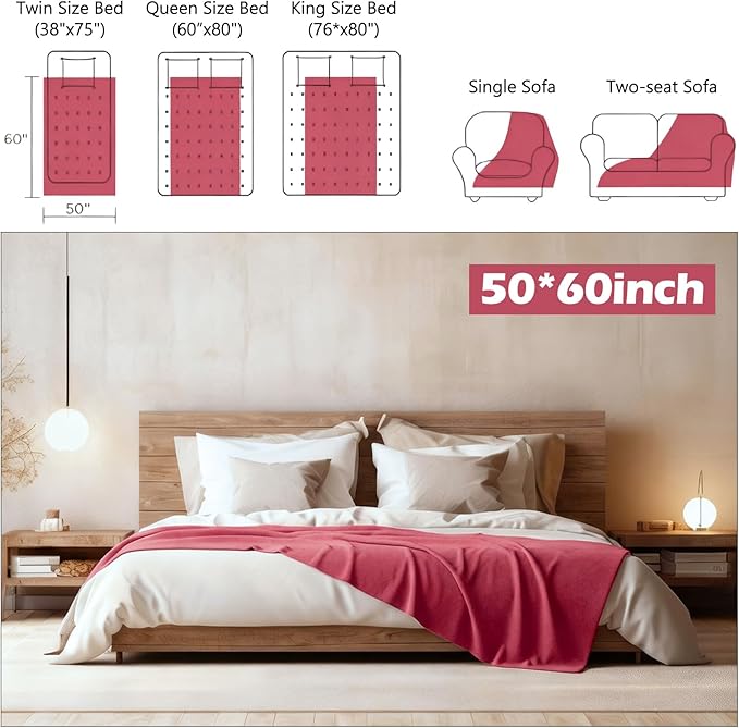 Buryeah 10 Pcs Fleece Blanket Bulk Warm Soft Fleece Blankets Cozy Lightweight Throw Blankets Plush Pet Throw Blanket for Home Bed Sofa Office Wedding Gifts Travel(50" X 60",Dark Color)