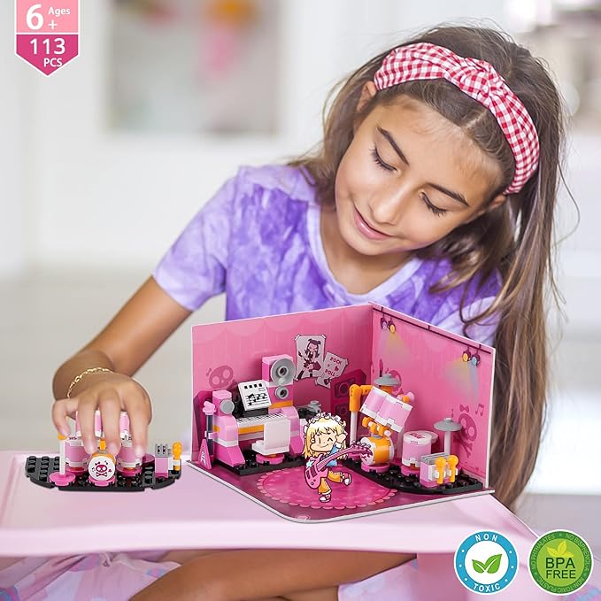 Friends House Building Block Sets, Girls Music Studio Friendship Playhouse Apartment Bricks Kit Birthday Roleplay Gifts for Old Kids 6+ 6-12 8-12