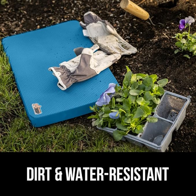 GORILLA GRIP Extra Thick Patent Pending Soft Foam Kneeling Pad, 2 PK, Supportive Large Cushion Knee Pads for Gardening, Baby Bath Time, Dirt and Water Resistant, Workout, Garden Supplies, 17.5x11 Blue