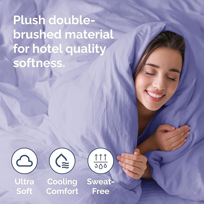 CGK Unlimited Duvet Cover King Size Set - Extra Soft King Size Duvet Cover 104 x 90 with 2 Pillow Shams - Hotel Quality, Fade Free w/Zipper Closures & Ties - Bedding and Bed Linens Set (Lavender)