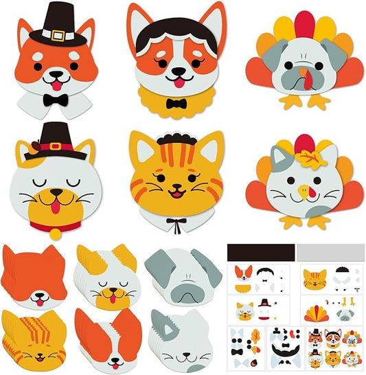 30 Sets Thanksgiving Crafts for Kids DIY Turkey Magnet Craft Pet Make Your Own Thanksgiving Craft for Kindergarten Preschool Fall Thanksgiving Fun Classroom Home Activity Party Supplies