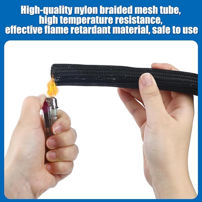 Pangda 50ft Split Wire Loom Tubing Flame Retardant Braided Cable Sleeve Split High Temperature Cable Conduit Auto Wire Conduit for Industrial Electrical Tinsel Automotive Marine (100 Ft, 1/2")