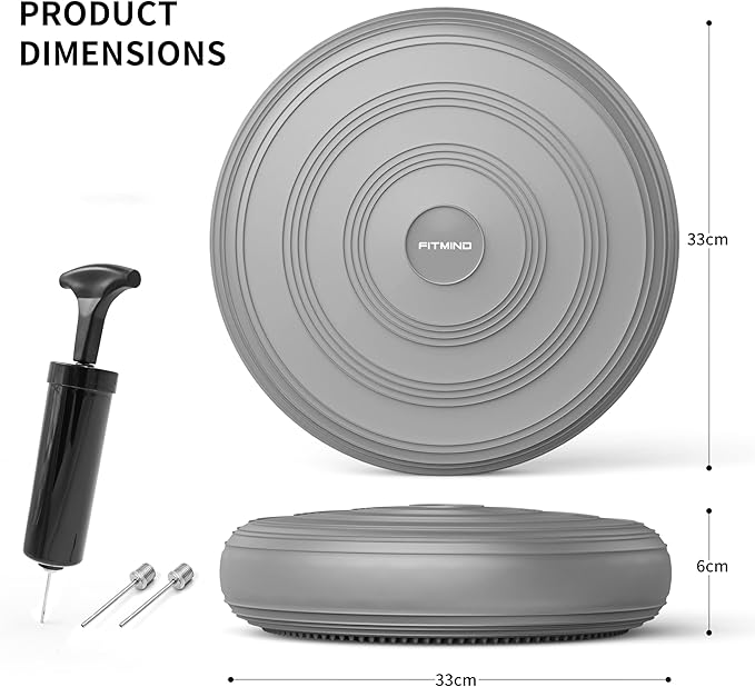 Inflated Wobble Cushion,Circular Non-slip Texture for Comfortable Sitting,Extra Thick Dyna Disc with Pump for Core Strength,Wiggle Seat to Improve Posture,Fitness,660lb Load Capacity