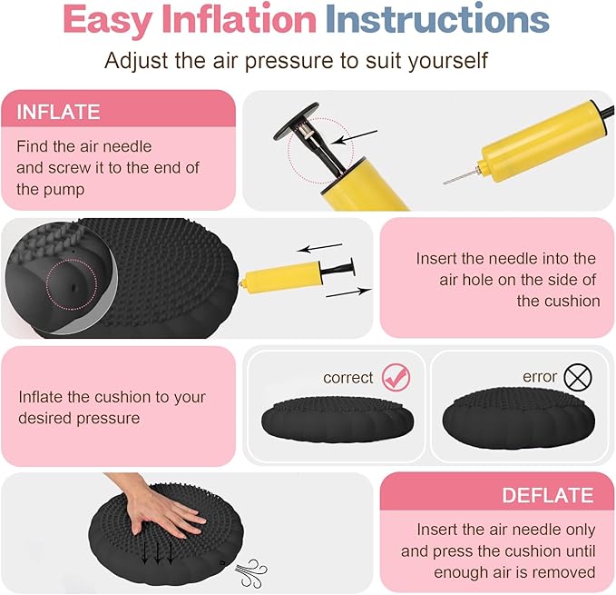 Wobble Cushion, Extra Thick Wiggle Seat for Sensory Kids, Non-slip Balance Disc with Inflation Pump for Adults Core Strength, Posture Improvement & Physical Therapy (13.5in/34cm)