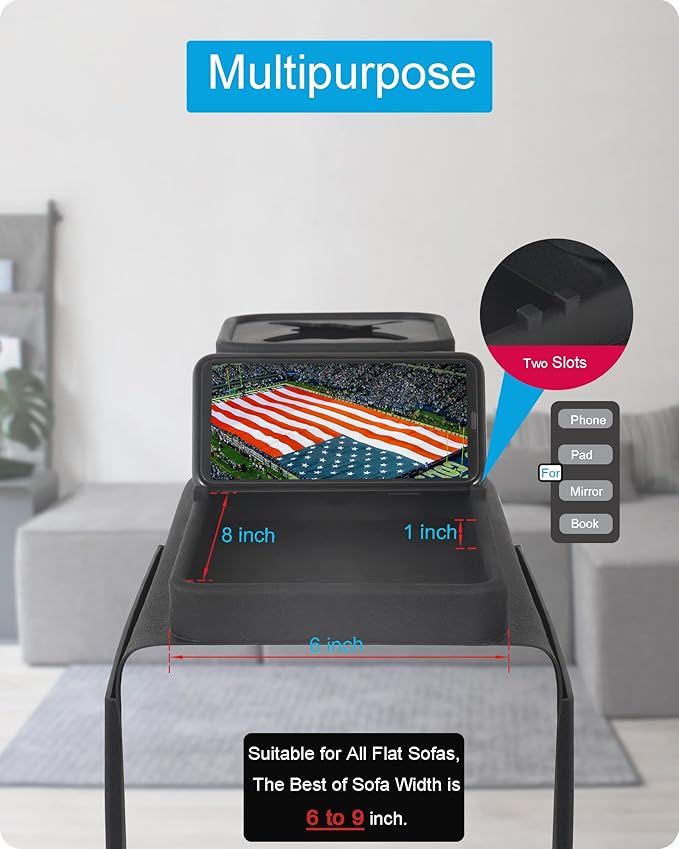 Couch Cup Holder Tray, VIENFUT Silicone Anti-Slip Sofa Armrest Tray with Side Pockets, BPA-Free Anti-Spill Couch Drink Holder for YETI, Remote, Snacks, Cellphone and iPad, Ideal Gift (Peach)