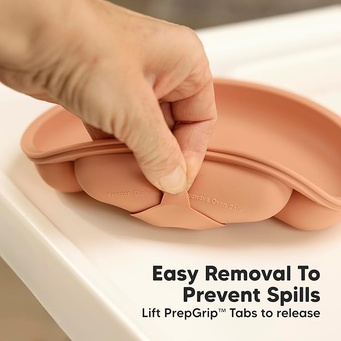 KeaBabies Suction Plates for Baby, Toddler - 3-Pack 100% Silicone Toddler Plates, Divided Baby Plates with Suction, Silicone Plates for Baby, Kids, BPA-Free, Microwave, Dishwasher Safe (Terracotta)