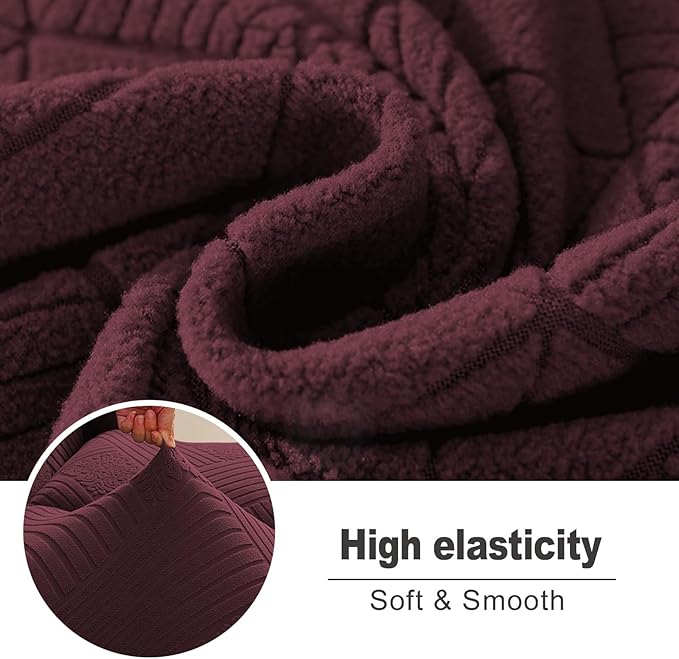 NORTHERN BROTHERS Recliner Sofa Covers 3 Seater - Reclining Sofa Covers Couch Covers for Reclining Couches Reclining Couch Covers, Wine Red