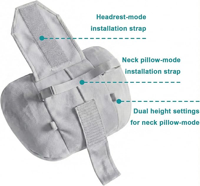 WELBRIT 2PCS Car Pillow for Car Neck Pillow for Driving Seat Lumbar Support Soft Cushion with Extra Filling Accessories Back Support for Travel Nap and Trips Sleeping(Grey, Head)