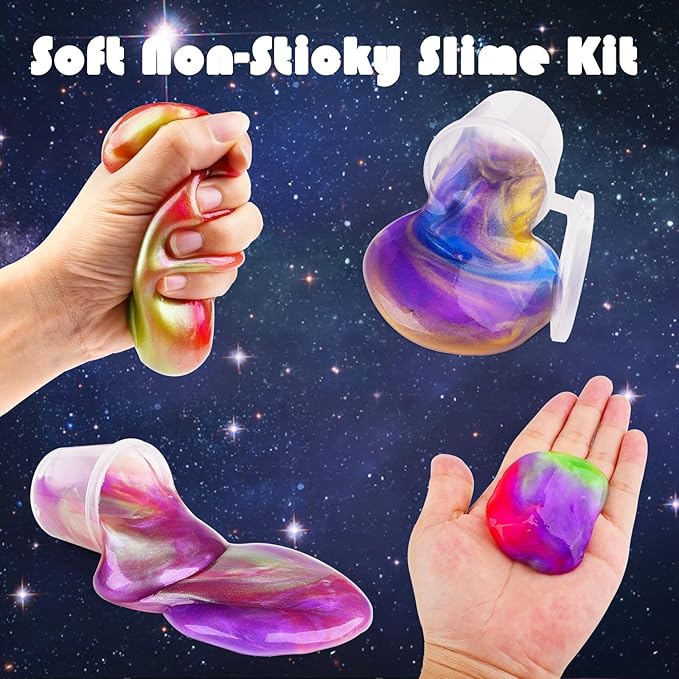 32 Pack Galaxy Slime, School Classroom Valentine's Gifts Exchange,Valentine's Day Gifts for Kids, Easter Party Favors for Girls and Boys, Super Soft and Non-Sticky Slime Toys Kit