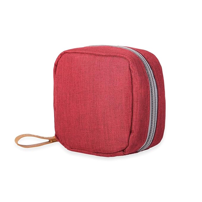 Hekyip Mini Cosmetic Bag, Travel Makeup Pouch, Portable Waterproof Cosmetic Pouch for Ladies Women, Mini (Mini Red)
