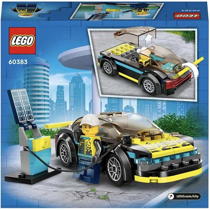 LEGO 60383 City Electric Sports Car Toy for 5 Plus Years Old Boys and Girls, Race Car for Kids Set with Racing Driver Minifigure, Building Toys