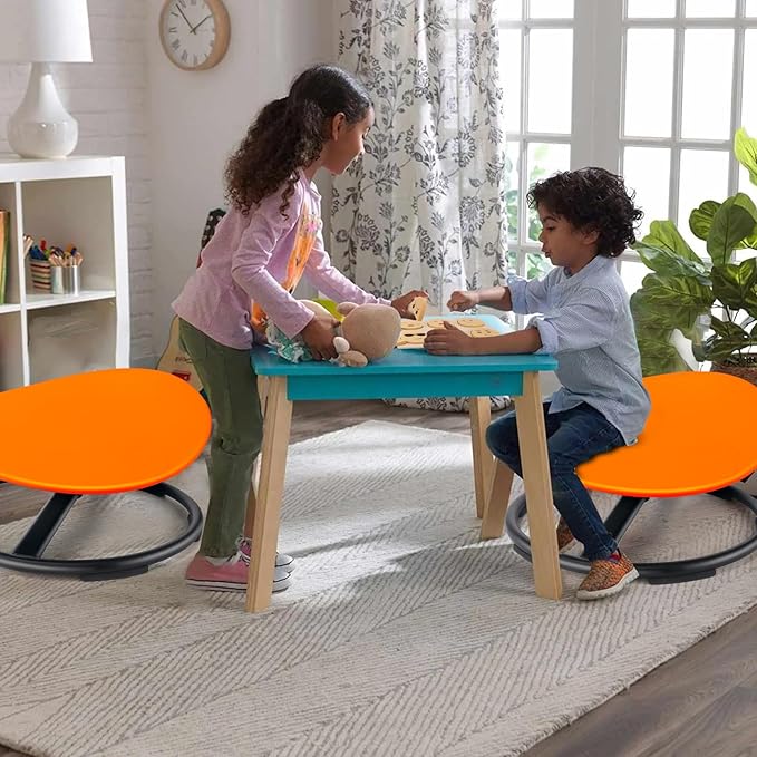 Kids Sensory Swivel Chair, Autism Sensory Chair, Spinning Chair for Autistic Kids, Small Space, Spin Seat, Metal Base, Non-Slip Design, Orange