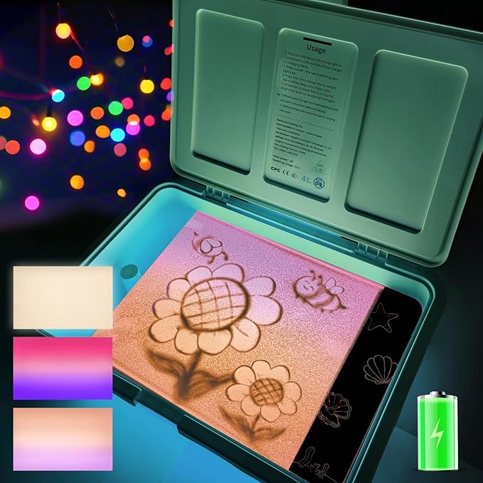 18" Wireless Sand Painting Light Box,Light Up Activity Board,Bright Light Table for Kids,Sensory Toy for Toddlers,Light Table Manipulatives Birthday Gifts for Boys Girls