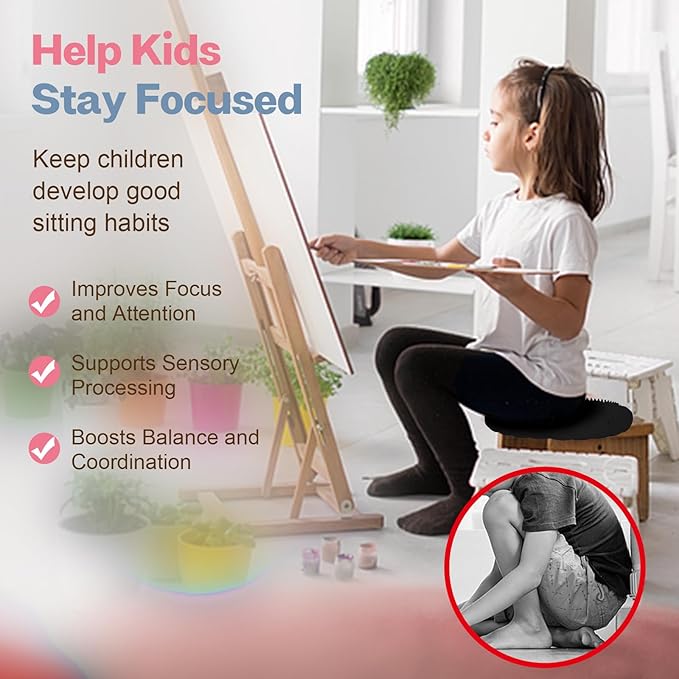 Wobble Cushion, Extra Thick Wiggle Seat for Sensory Kids, Non-slip Balance Disc with Inflation Pump for Adults Core Strength, Posture Improvement & Physical Therapy (13.5in/34cm)