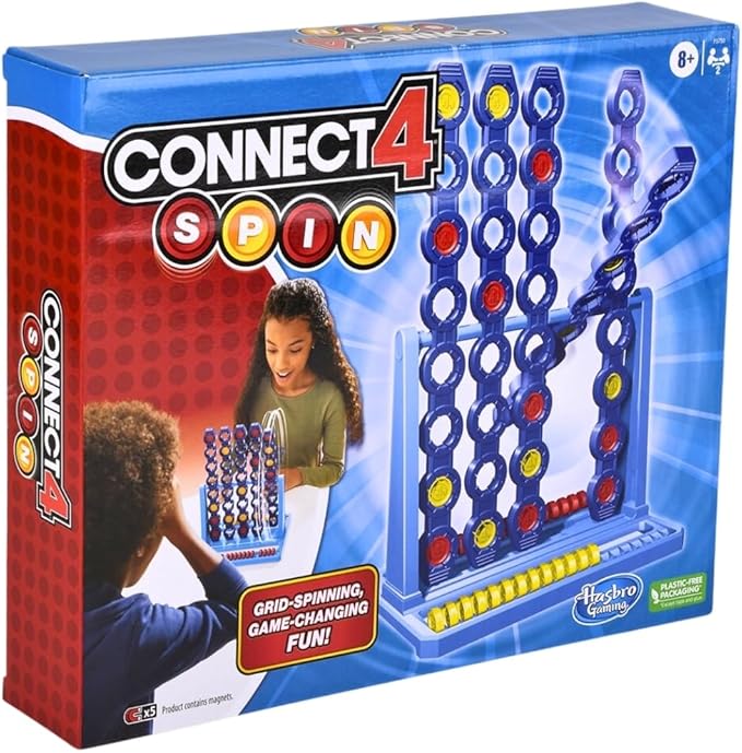 Hasbro Gaming Connect 4 Spin Game, Features Spinning Connect 4 Grid, 2 Player Board Games for Family and Kids, Strategy Board Games, Ages 8 and Up