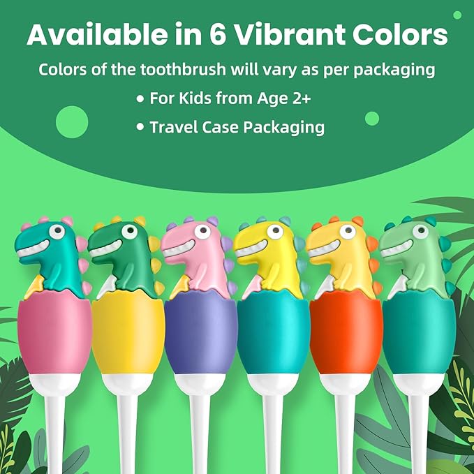 Kids Manual Toothbrush, Extra Soft Bristle Toddler Toothbrush with 10000 Bristles, Kids Travel Toothbrush Designed for Delicate Teeth & Gums for Children 2-7 Years (Light Green)