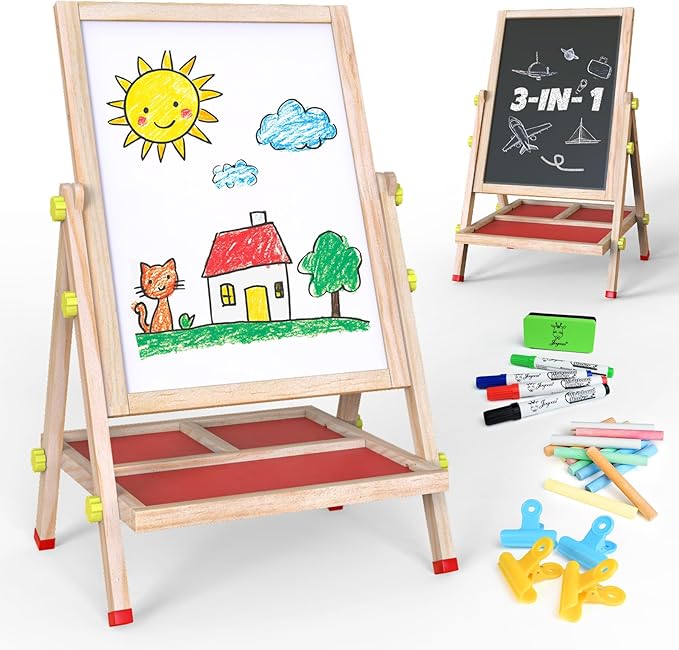 JOYOOSS ART Easel for Kids Art Easel Kids Easels for Toddlers Easel Toddler, Easley for Toddler Easel Adjustable Chalkboard for Kids Art Easel for Kids 2-4 and Toddler Art Easel for Kids Ages 4-8 8-12