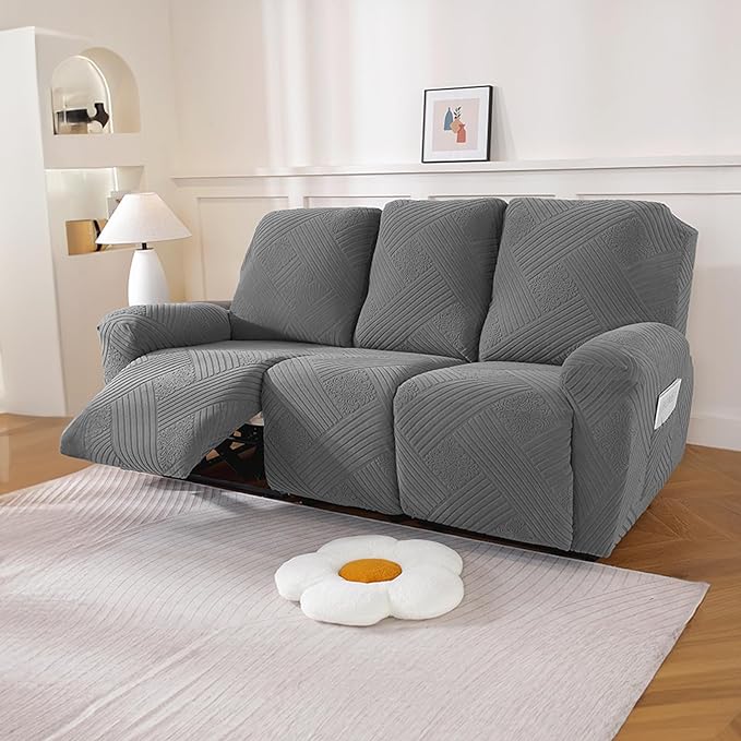NORTHERN BROTHERS Recliner Sofa Covers 3 Seater - Reclining Sofa Covers Couch Covers for Reclining Couches Reclining Couch Covers, Light Gray