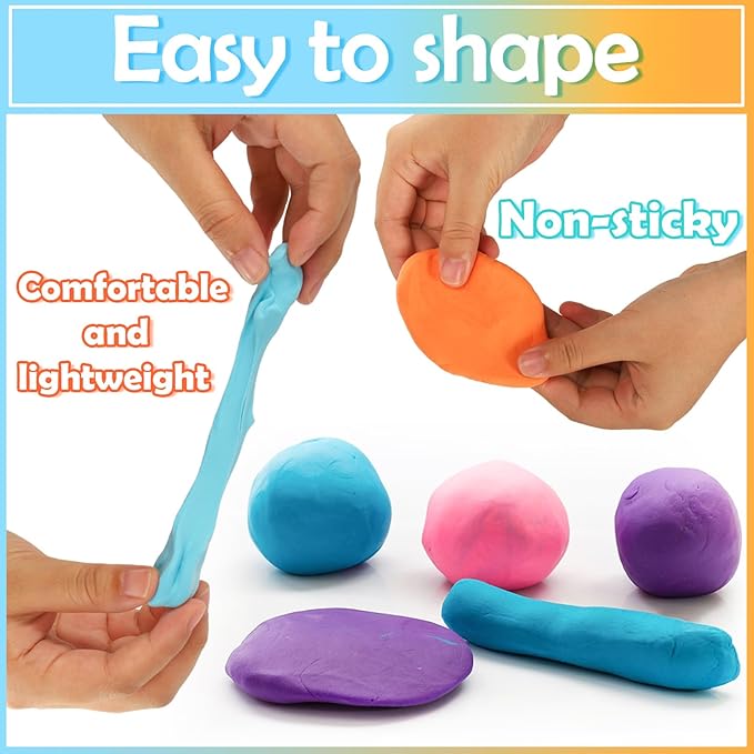 Air Dry Clay Kit 24 Colors,Modeling Clay with 3 Sculpting Tools,Air Dry Ultra Light Clay,DIY Molding Magic Foam Clay Gift for Kids Girls Boys Art Crafts Christmas Birthday Gifts(24 Colors)