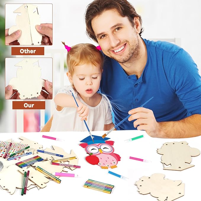 gisgfim 16 Pack Owl Wind Chime Kits Graduation Crafts for Kids Make Your Own Owl Wind Chime Wooden DIY Arts and Crafts for Graduation Party School Classroom Decorations Supplies Birthday Favors