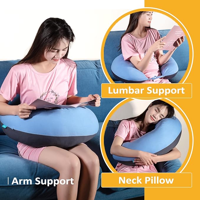 BYRIVER 39" C Shaped Body Pillow for Side Sleeping Adults Men Women, Anxiety Relief Hugging Gaming Lap Pillow, Pregnancy Knees Separate Pillow, Gifts for New Moms, Removable Pillowcase(L)