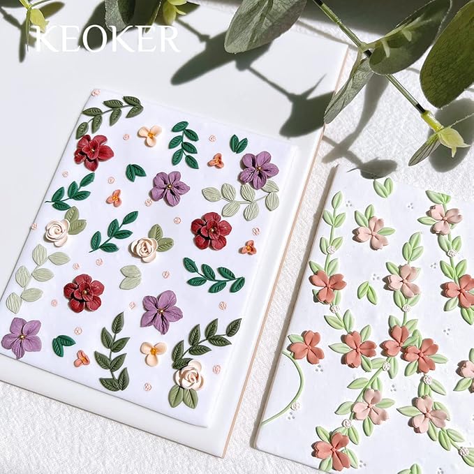 Keoker Mini Polymer Clay Cutters - 15 Shapes Mini Flower Polymer Clay Cutters for Earrings Making, Leaf Clay Earring Cutter Set, Clay Cutters for Polymer Clay Jewelry