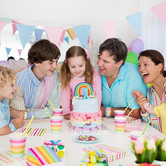 48PCS Rainbow Party Favors Rainbow Unicorn Slap Bracelets Wristbands for Rainbow Unicorn Birthday Decorations Supplies Goodie Bag Fillers for Boys Girls