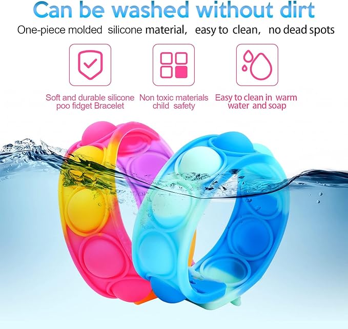 30 PCS Pop Bracelet it Fidget Toys Pack, Fidget Bracelet Birthday Party Gifts, Decompression Wristband with Autistic & ADHD,Fidget Wristband as Return Gifts for Kids, Fidgets Novelty Girls Toys
